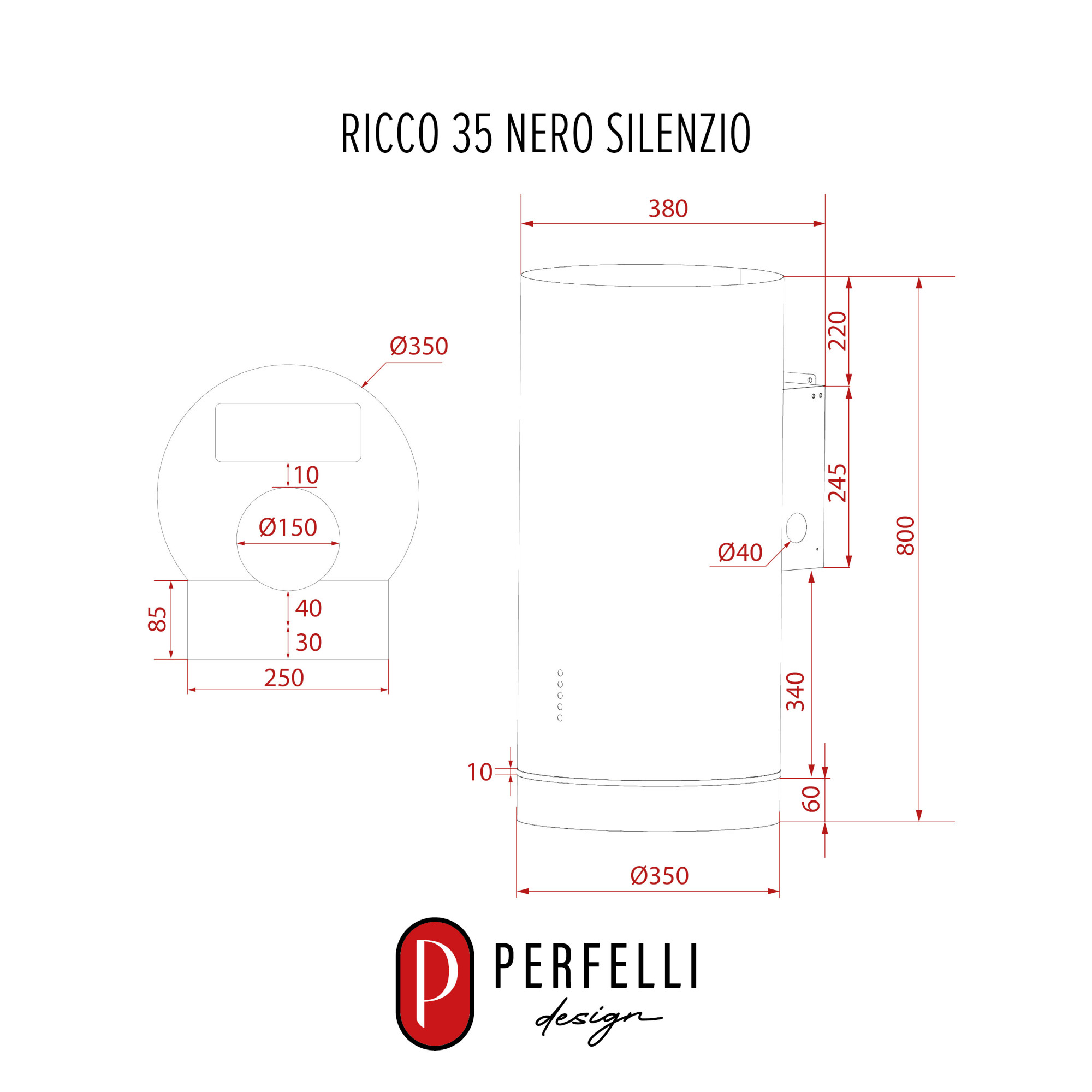 Вытяжка пристенная PERFELLI DESIGN RICCO 35 NERO SILENZIO - фото 15