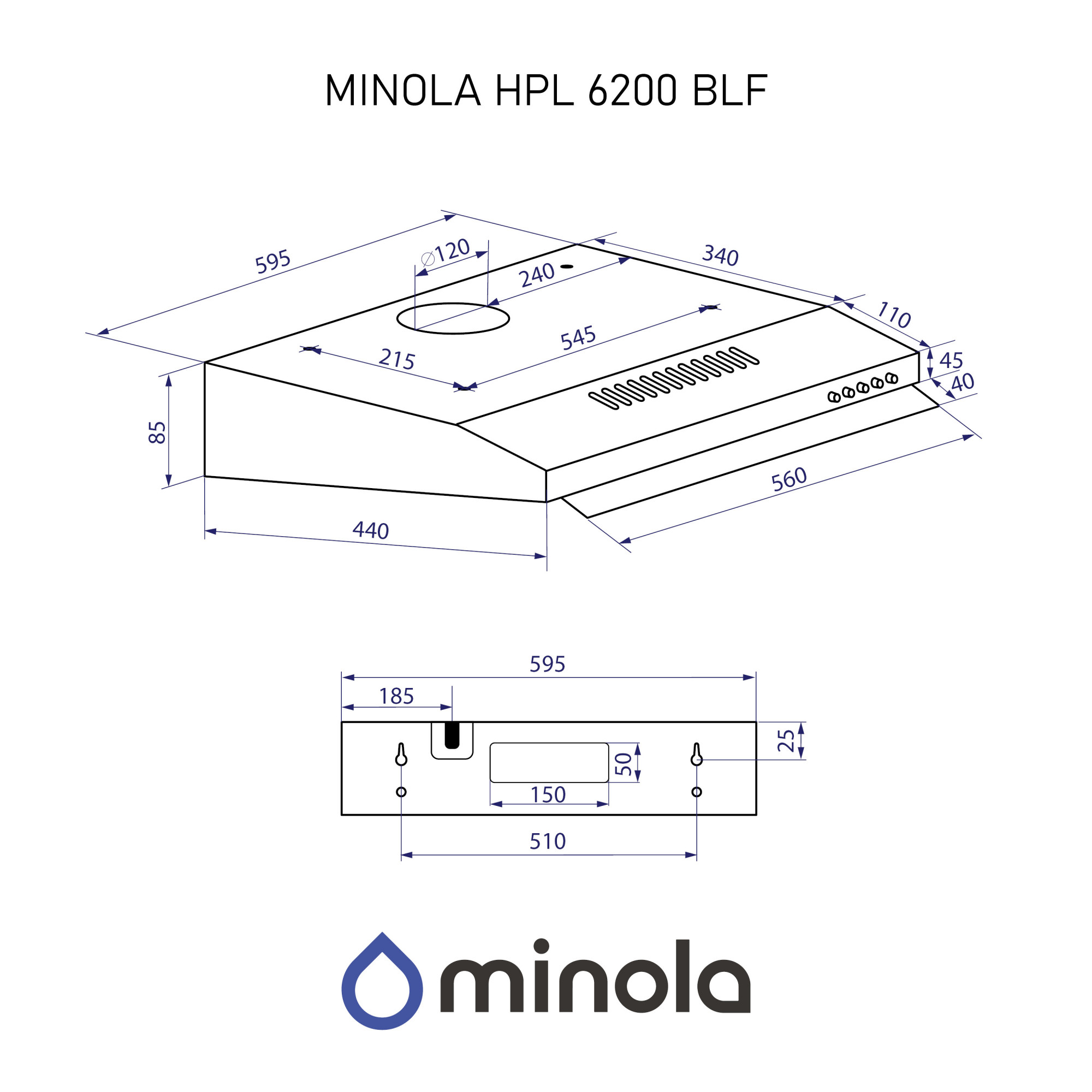 Вытяжка плоская Minola HPL 6200 BLF - фото 14