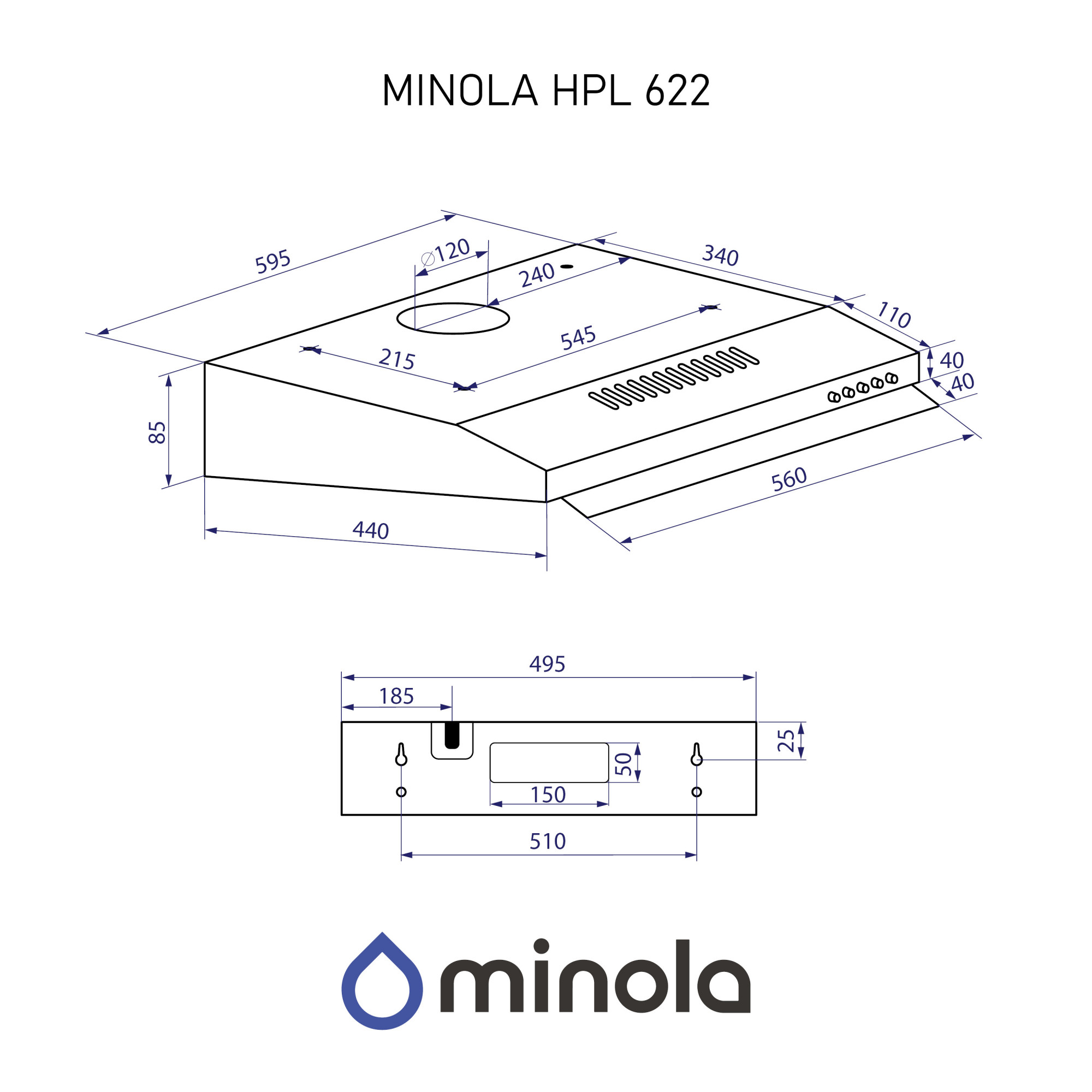 Вытяжка плоская Minola HPL 622 WH - фото 14