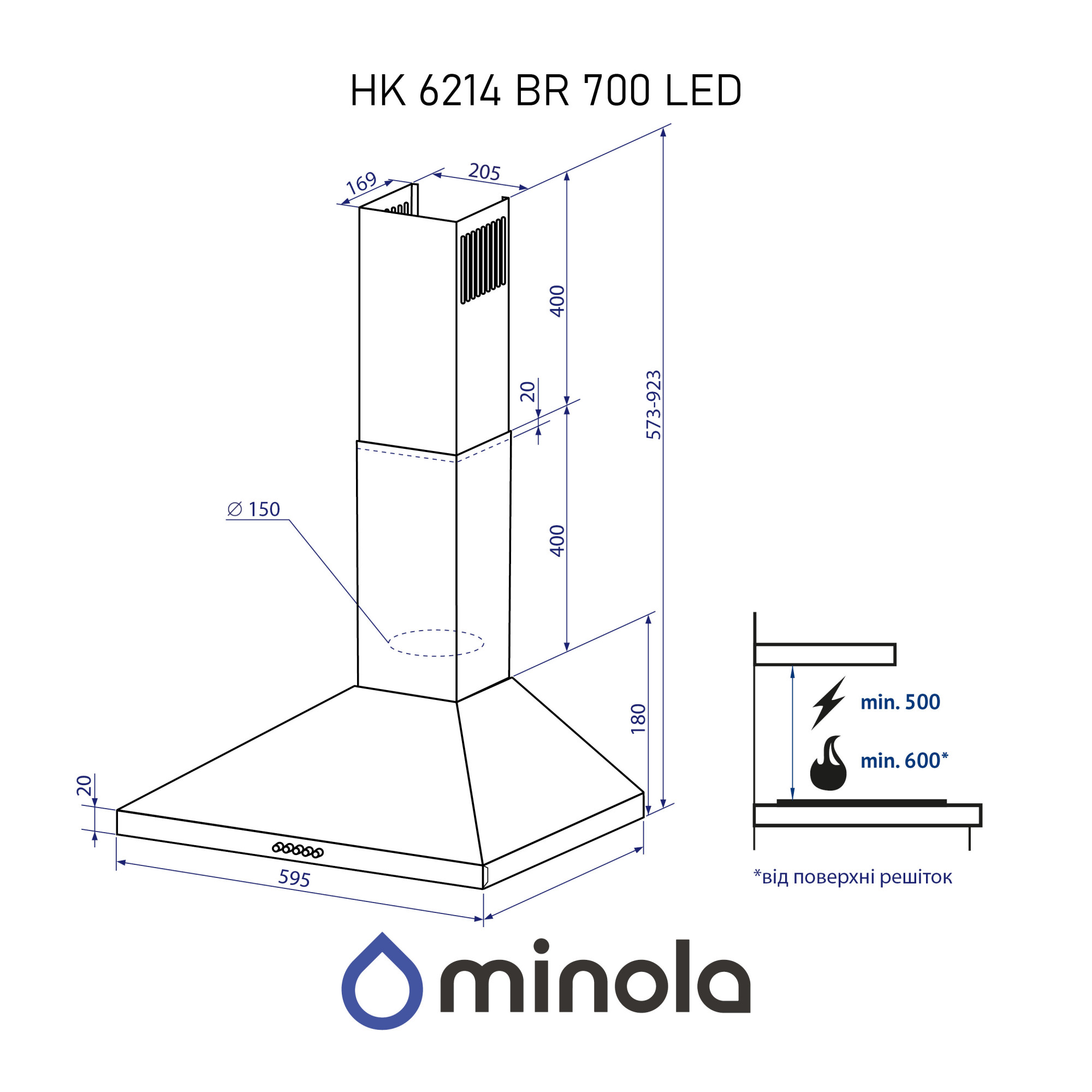 Вытяжка купольная Minola HK 6214 BR 700 LED (Цвет Коричневый) - фото 13 Вытяжка купольная Minola HK 6214 BR 700 LED - фото 13
