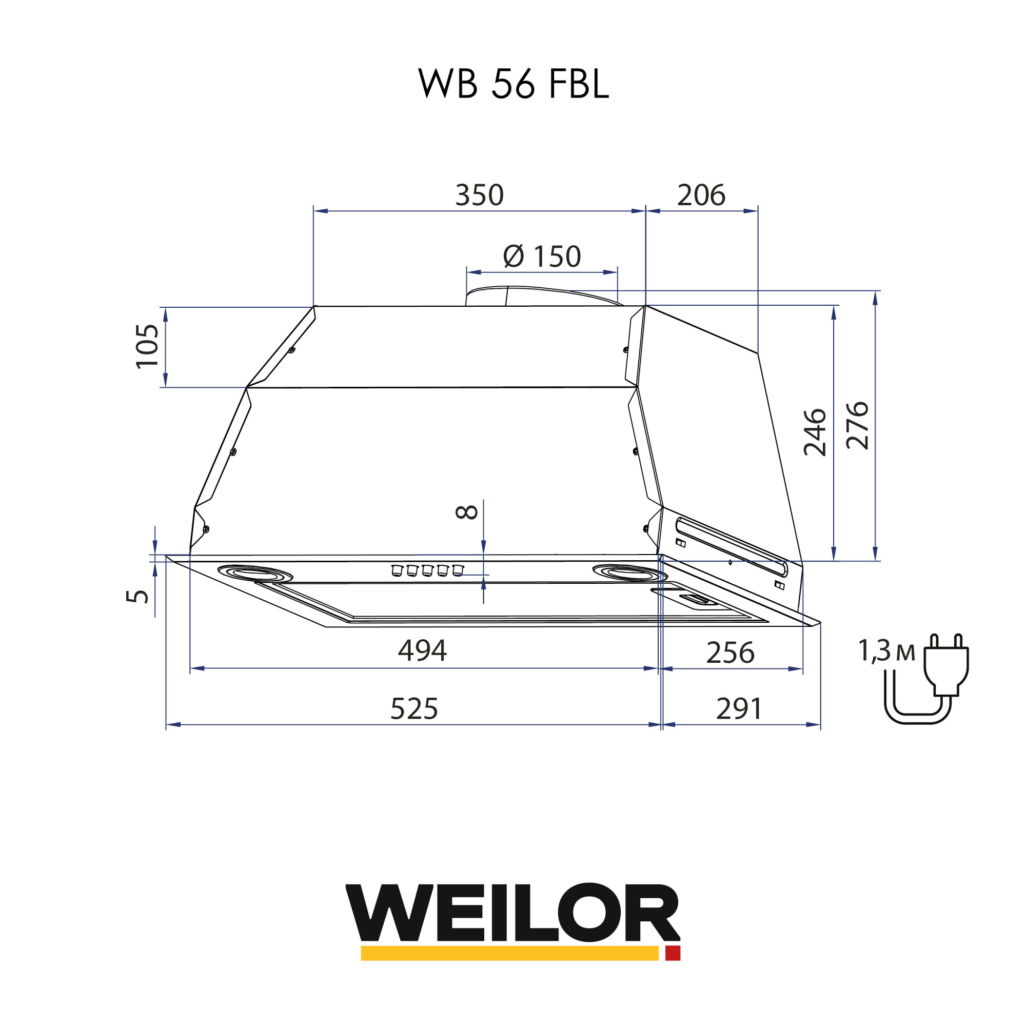 Вытяжка полновстраиваемая WEILOR WB 56 FBL - фото 11