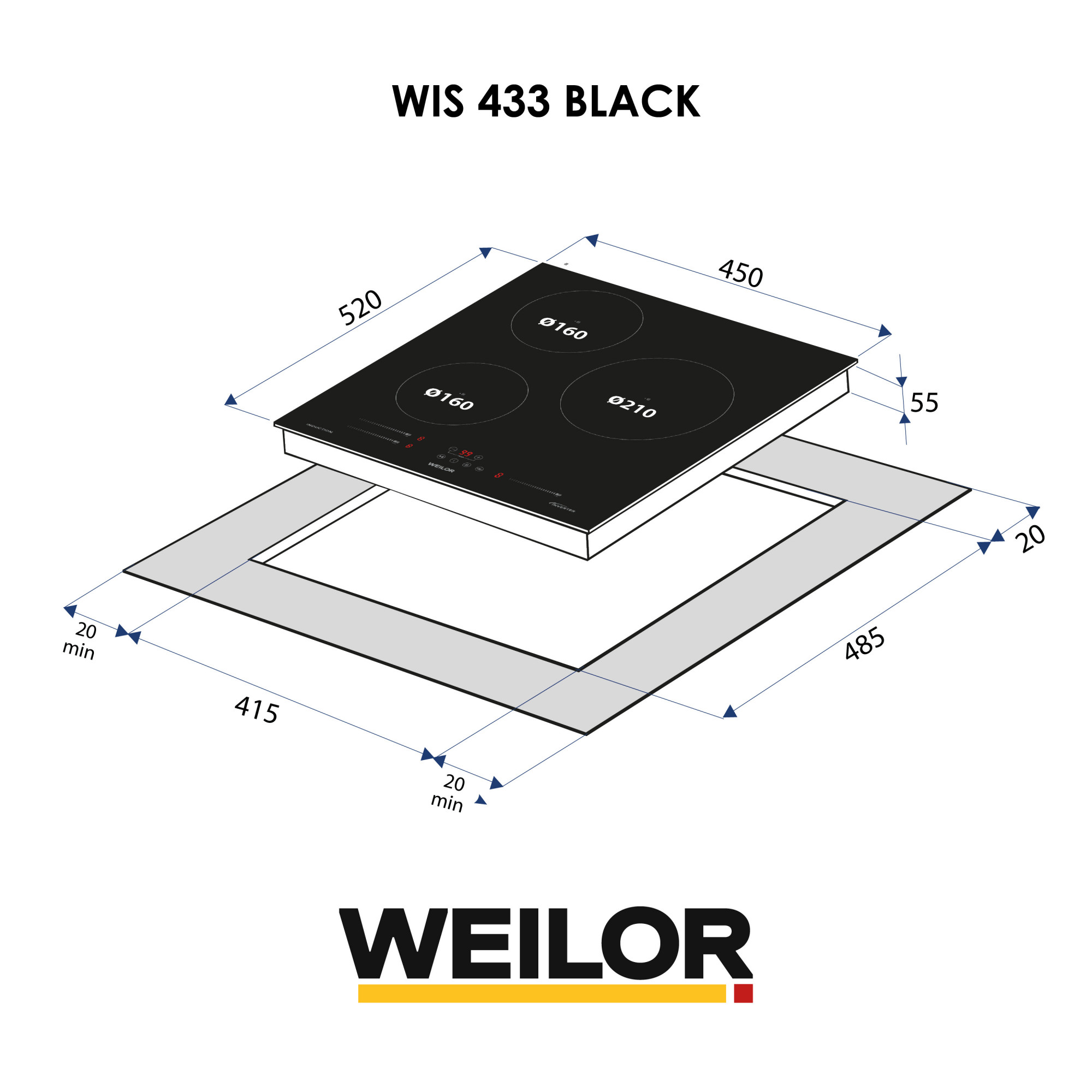 Поверхня індукційна WEILOR WIS 433 BLACK - фото 2