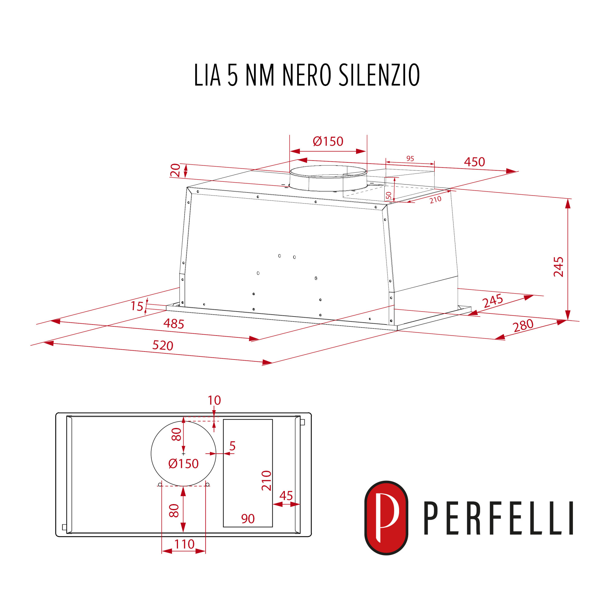Вытяжка полновстраиваемая PERFELLI LIA 5 NM NERO SILENZIO (Цвет Черный) - фото 10 Вытяжка полновстраиваемая PERFELLI LIA 5 NM NERO SILENZIO - фото 10