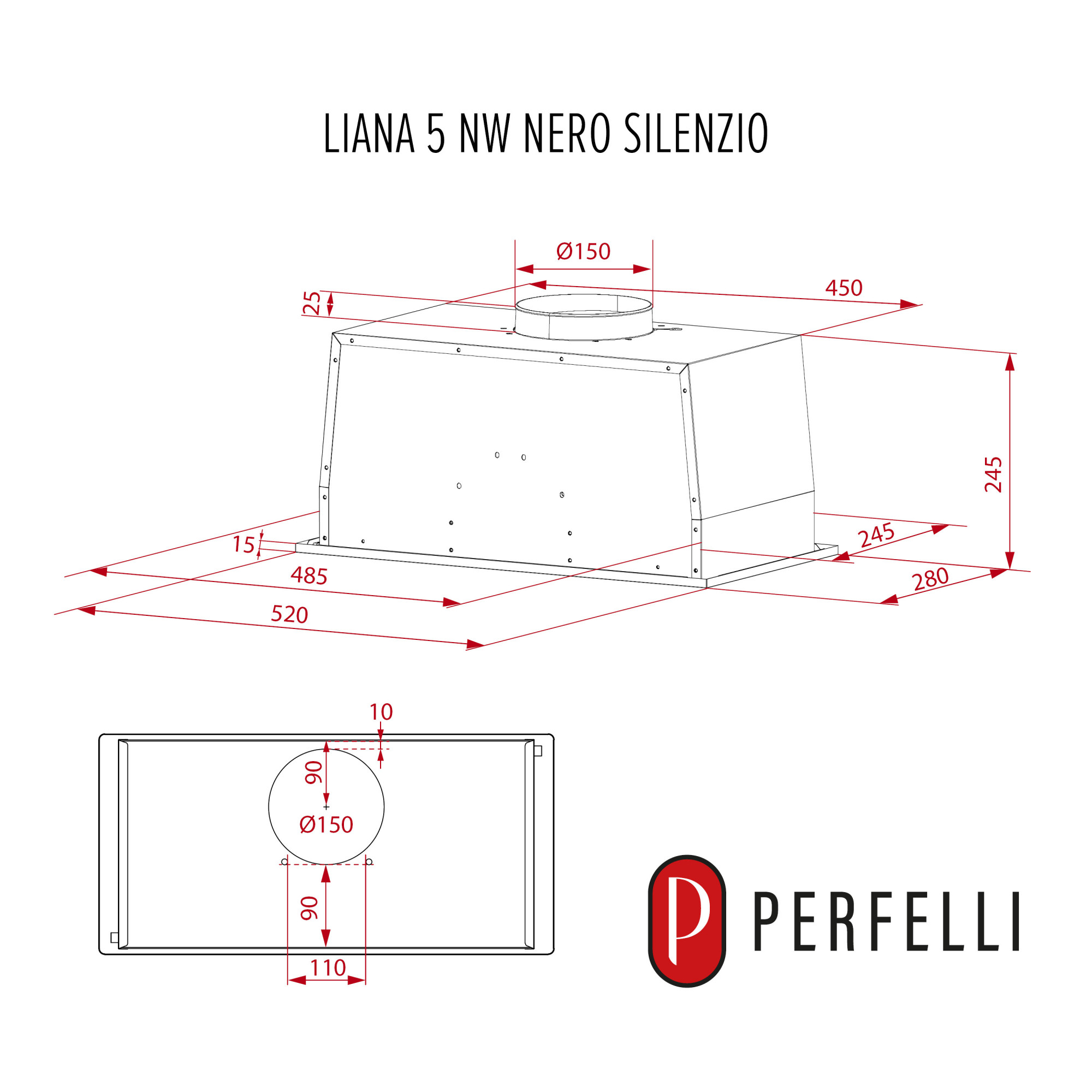 Витяжка повновбудована PERFELLI LIANA 5 NW NERO SILENZIO - фото 11