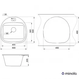Мийка кухонна гранітна MINOLA MRG 1050-50 Графіт