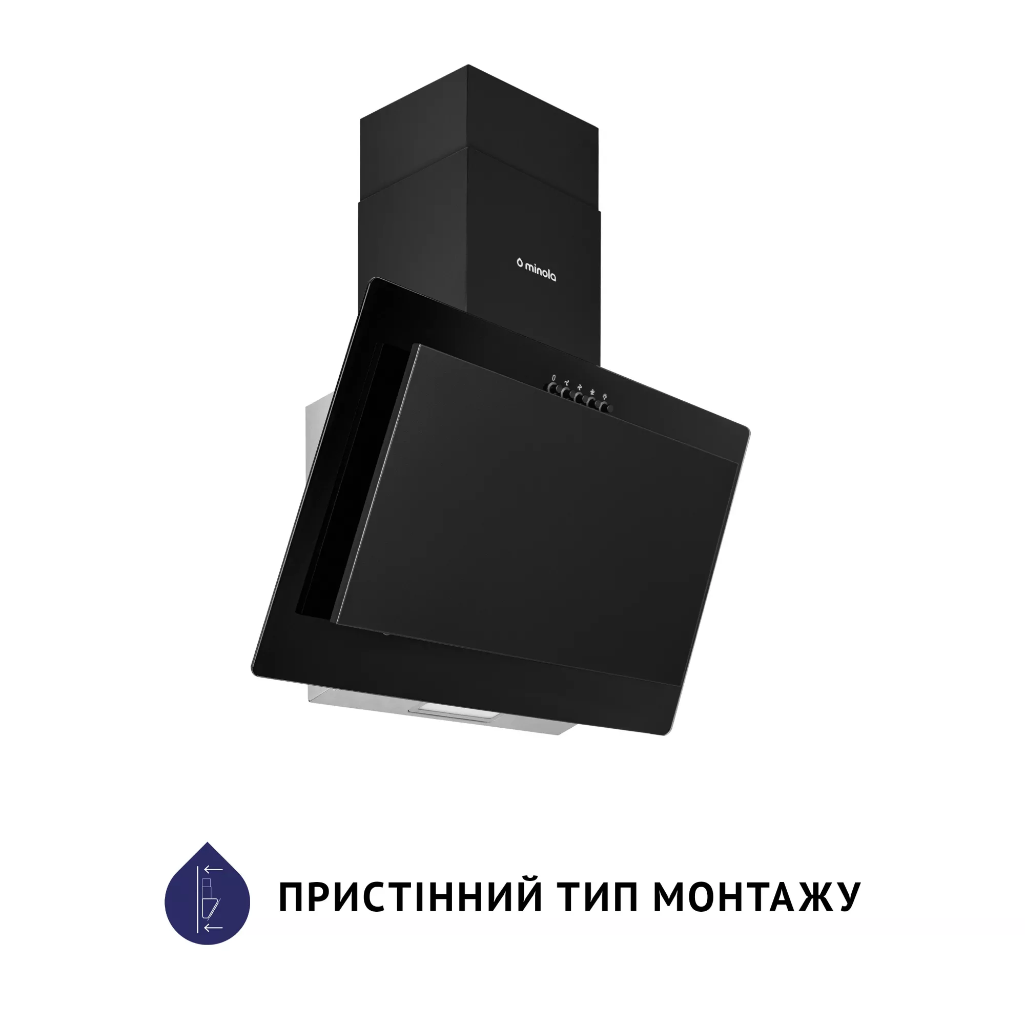 Вытяжка декоративная наклонная MINOLA HDN 6124 BL LED (Цвет Черный) - фото 2 Вытяжка декоративная наклонная MINOLA HDN 6124 BL LED - фото 2