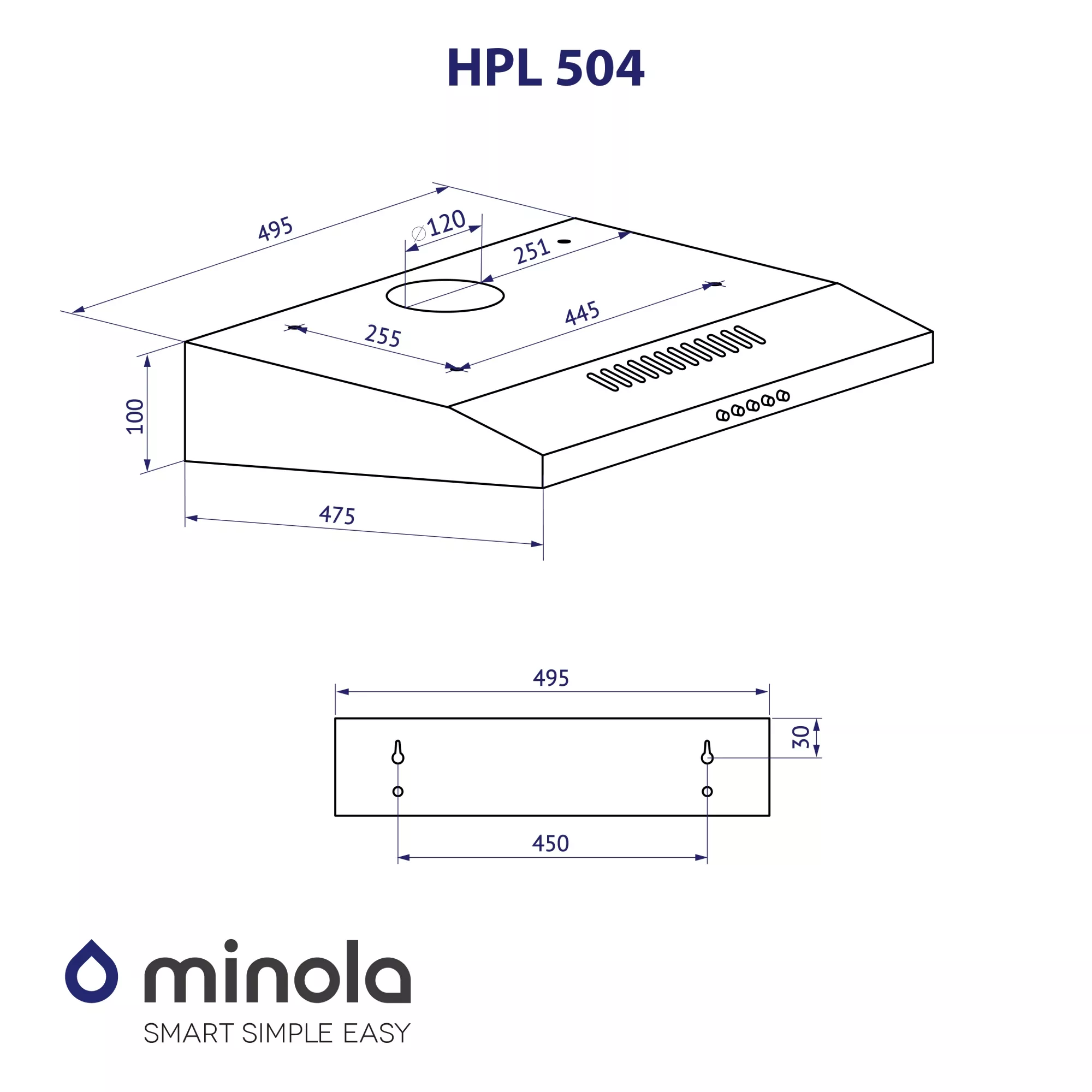 Вытяжка плоская MINOLA HPL 504 WH (Цвет Белый) - фото 9 Вытяжка плоская MINOLA HPL 504 WH - фото 9