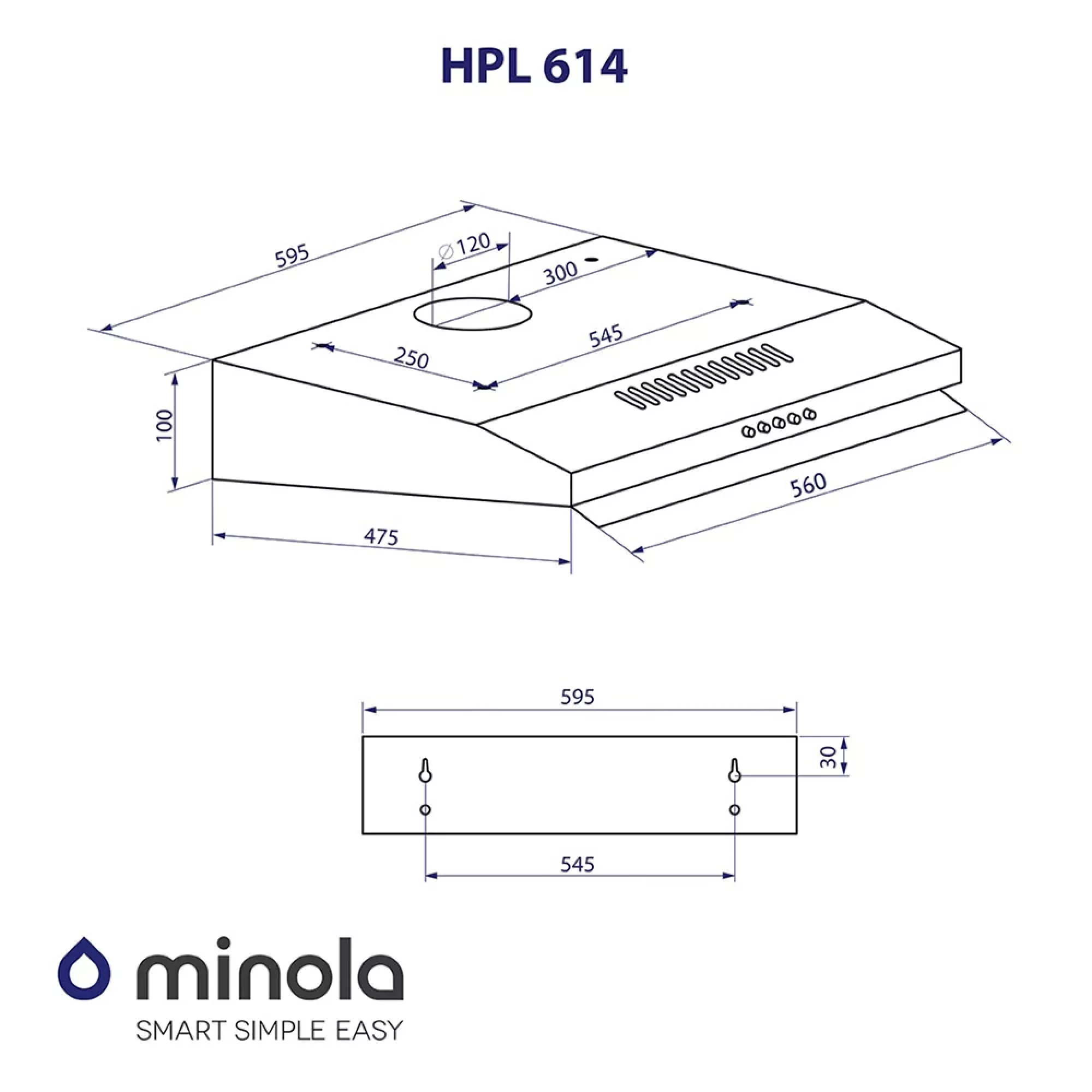 Вытяжка плоская MINOLA HPL 614 I (Цвет Нержавеющая сталь) - фото 11 Вытяжка плоская MINOLA HPL 614 I - фото 11