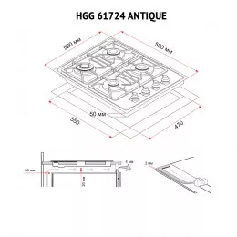 Поверхня газова на склі PERFELLI HGG 61724 BL ANTIQUE