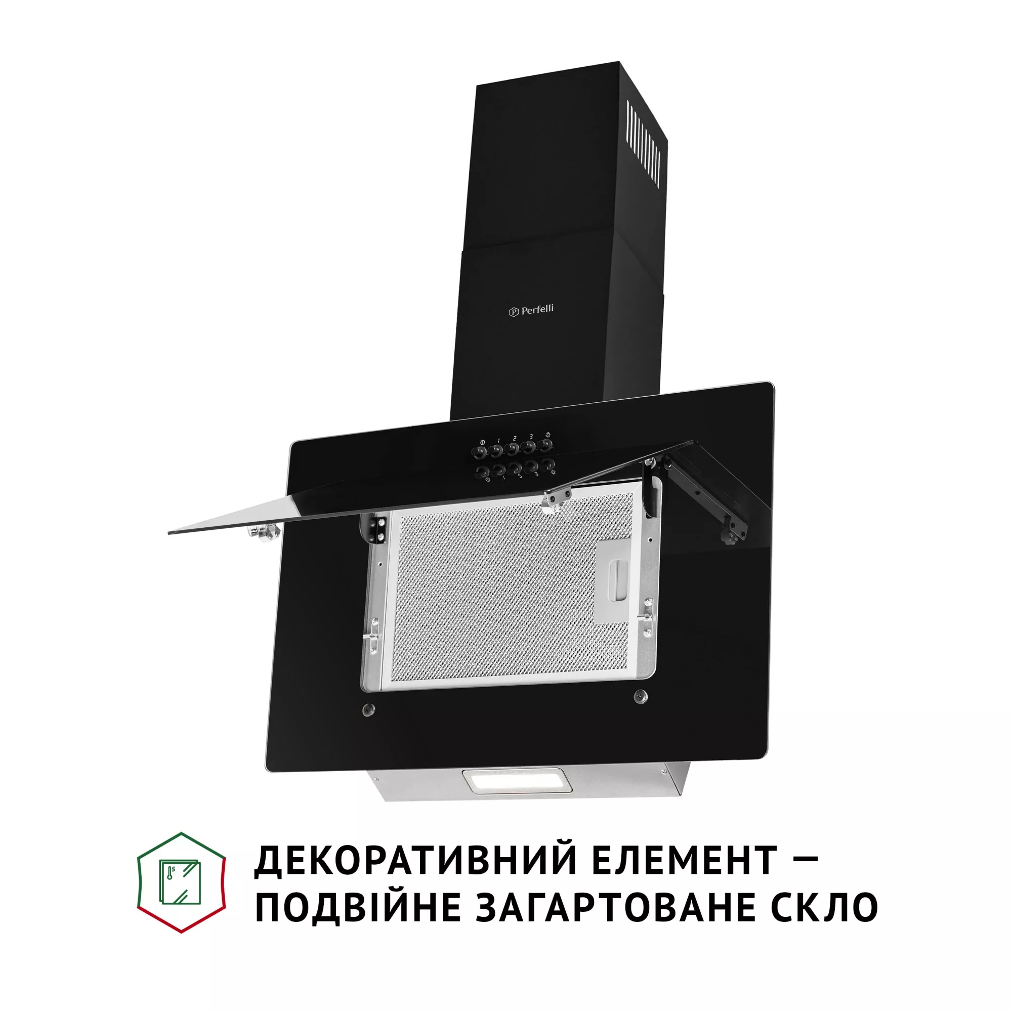 Вытяжка декоративная наклонная PERFELLI DN 6142 BL LED - фото 3