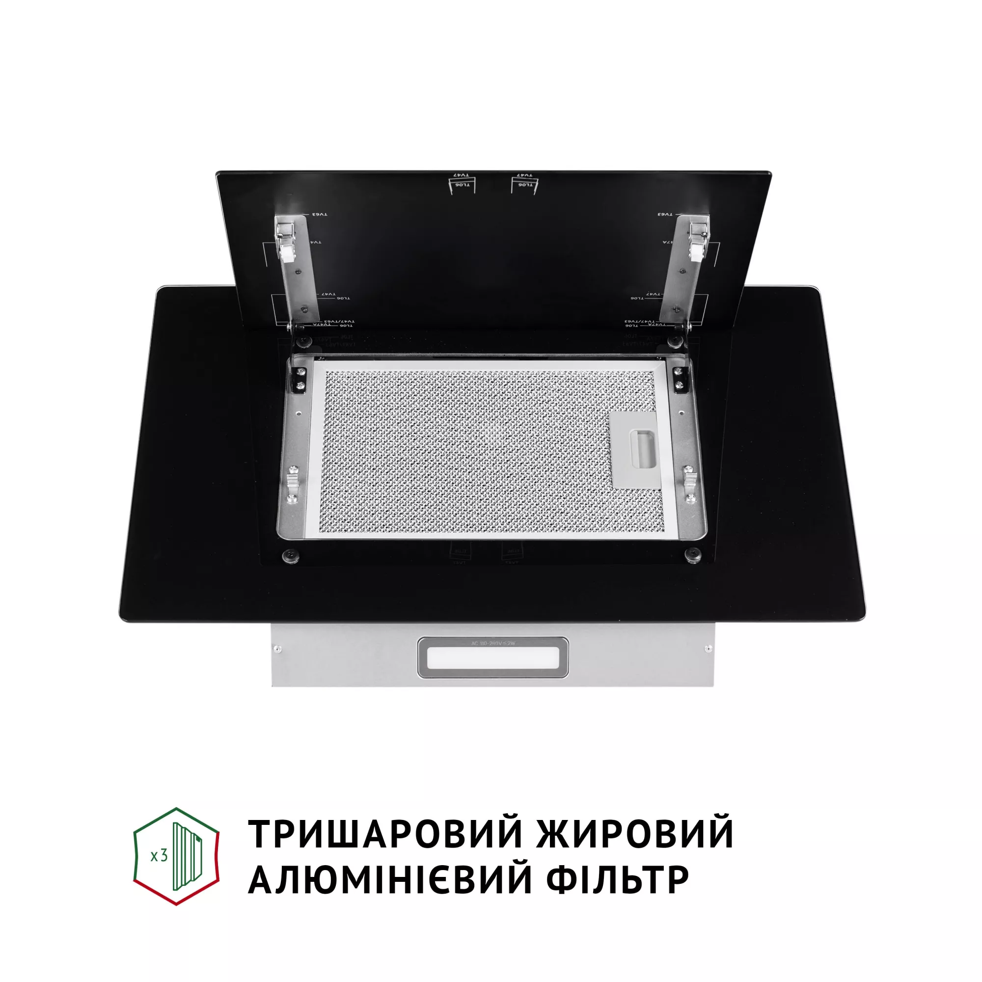 Вытяжка декоративная наклонная PERFELLI DN 6142 BL LED - фото 6