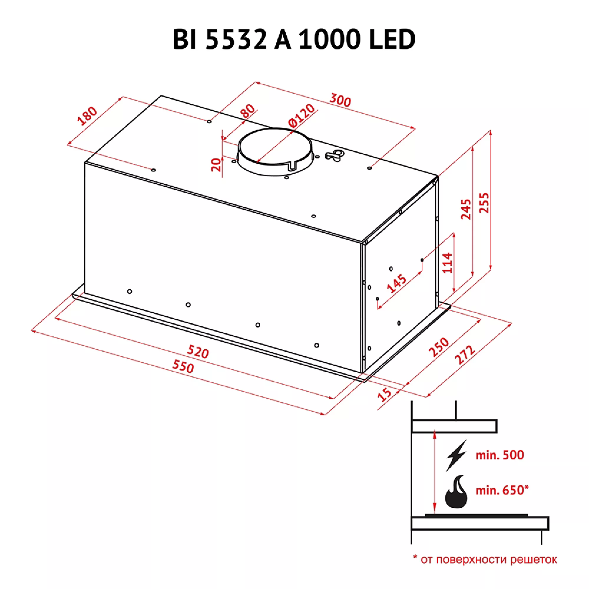 Вытяжка полновстраиваемая PERFELLI BI 5532 A 1000 WH LED - фото 13