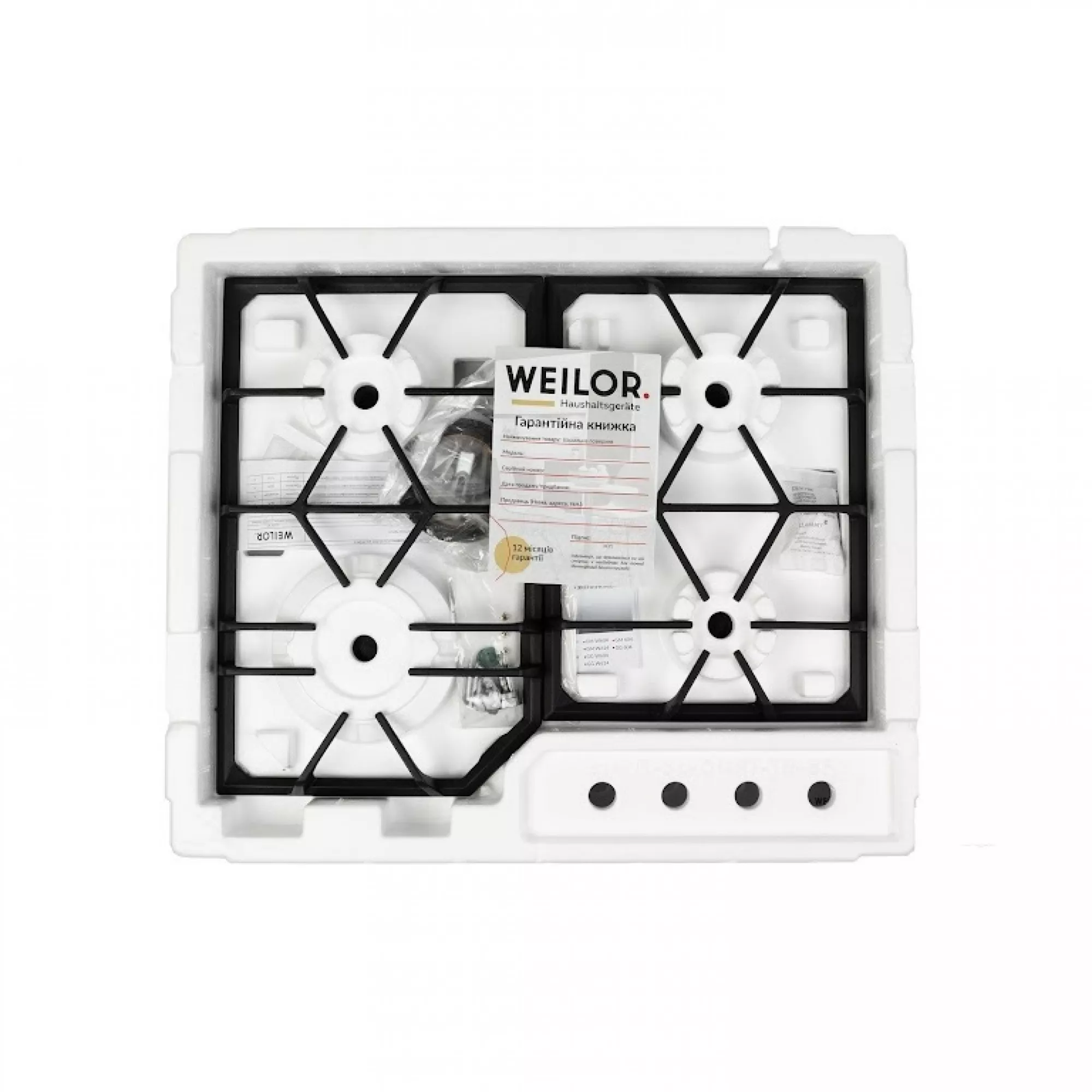 Поверхность газовая на стекле WEILOR GG 604 WH (Цвет Белый) - фото 11 Поверхность газовая на стекле WEILOR GG 604 WH - фото 11