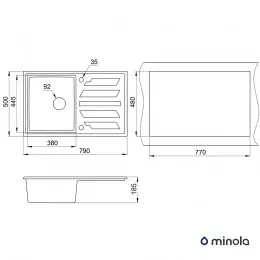 Миття кухонне гранітне MINOLA MPG 1150-79 Графіт