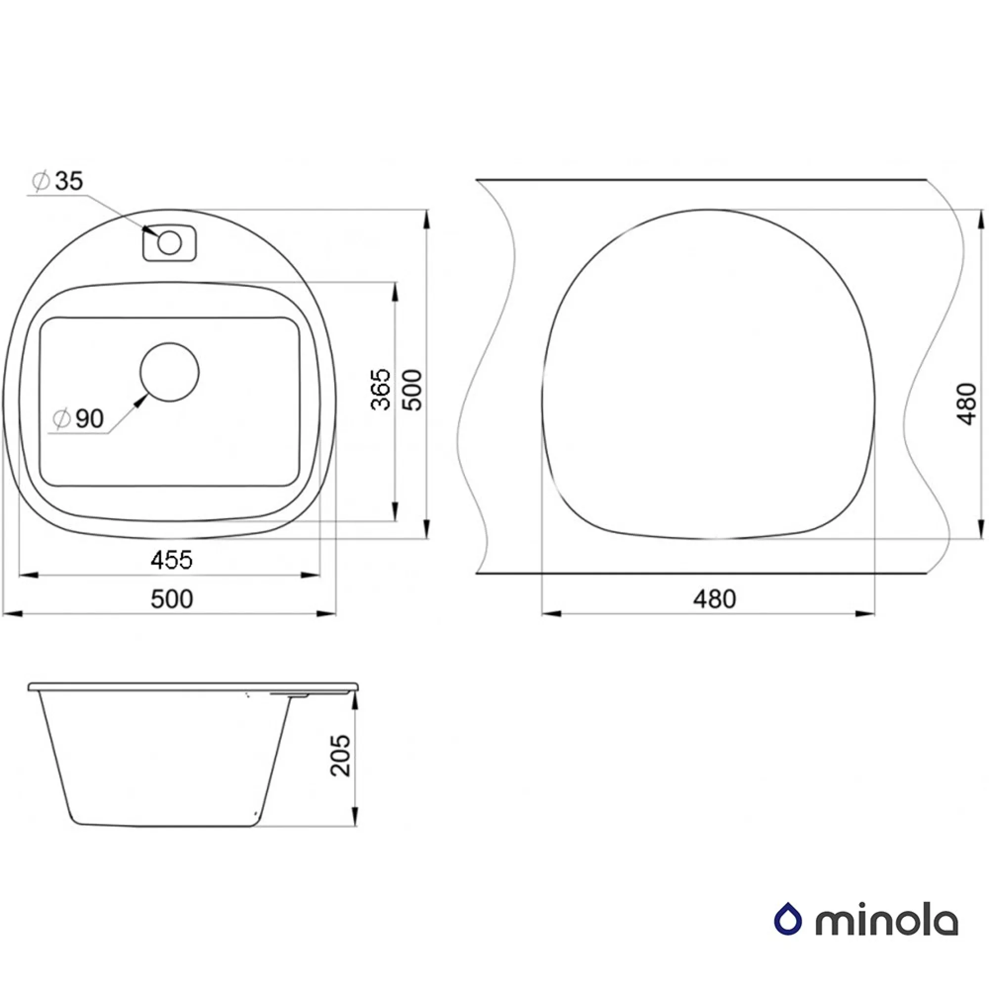Мойка кухонная гранитная MINOLA MRG 1050-50 Черный - фото 3 Мойка кухонная гранитная MINOLA MRG 1050-50 Черный - фото 3