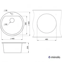 Мийка кухонна гранітна MINOLA MRG 71045-50 Антрацит (металік)