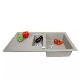 Мийка кухонна гранітна  PERFELLI SANTINO PGS 5161-96 GREY METALLIC