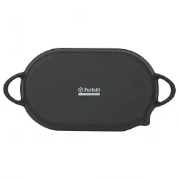 Чавунна овальна сковорода гриль PERFELLI 5690 33х20 см.