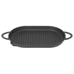 Чавунна овальна сковорода гриль PERFELLI 5690 33х20 см.