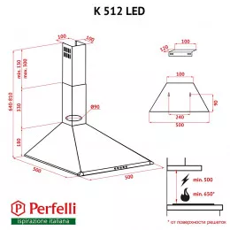 Витяжка купольна PERFELLI K 512 BL LED