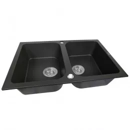 Мийка кухонна гранітна  PERFELLI CELINE PGC 2081-76 BLACK METALLIC