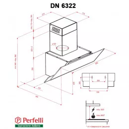 Витяжка декоративна похила PERFELLI DN 6322 BL LED