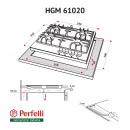 Поверхня газова на металі PERFELLI HGM 61020 WH