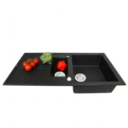 Мийка кухонна гранітна  PERFELLI SANTINO PGS 5161-96 BLACK METALLIC
