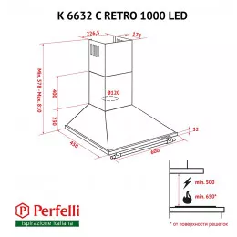 Витяжка купольна PERFELLI K 6632 C IV RETRO 1000 LED