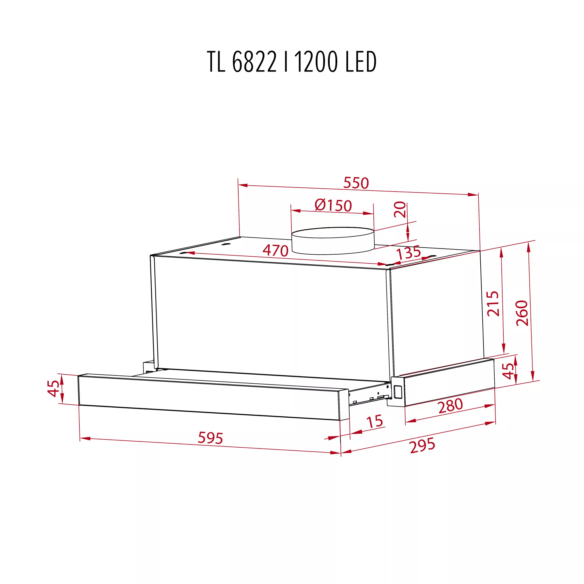 Вытяжка телескопическая PERFELLI TL 6822 I 1200 LED - фото 12