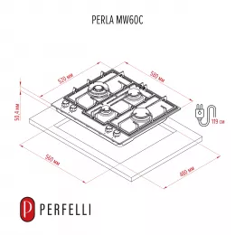 Варильна поверхня на металі PERFELLI PERLA MW60C BIANCO