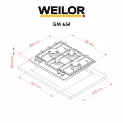 Варочная поверхность на металле WEILOR GM 654 BL