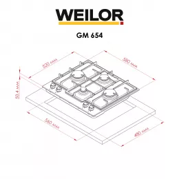 Варильна поверхня на металі WEILOR GM 654 BL