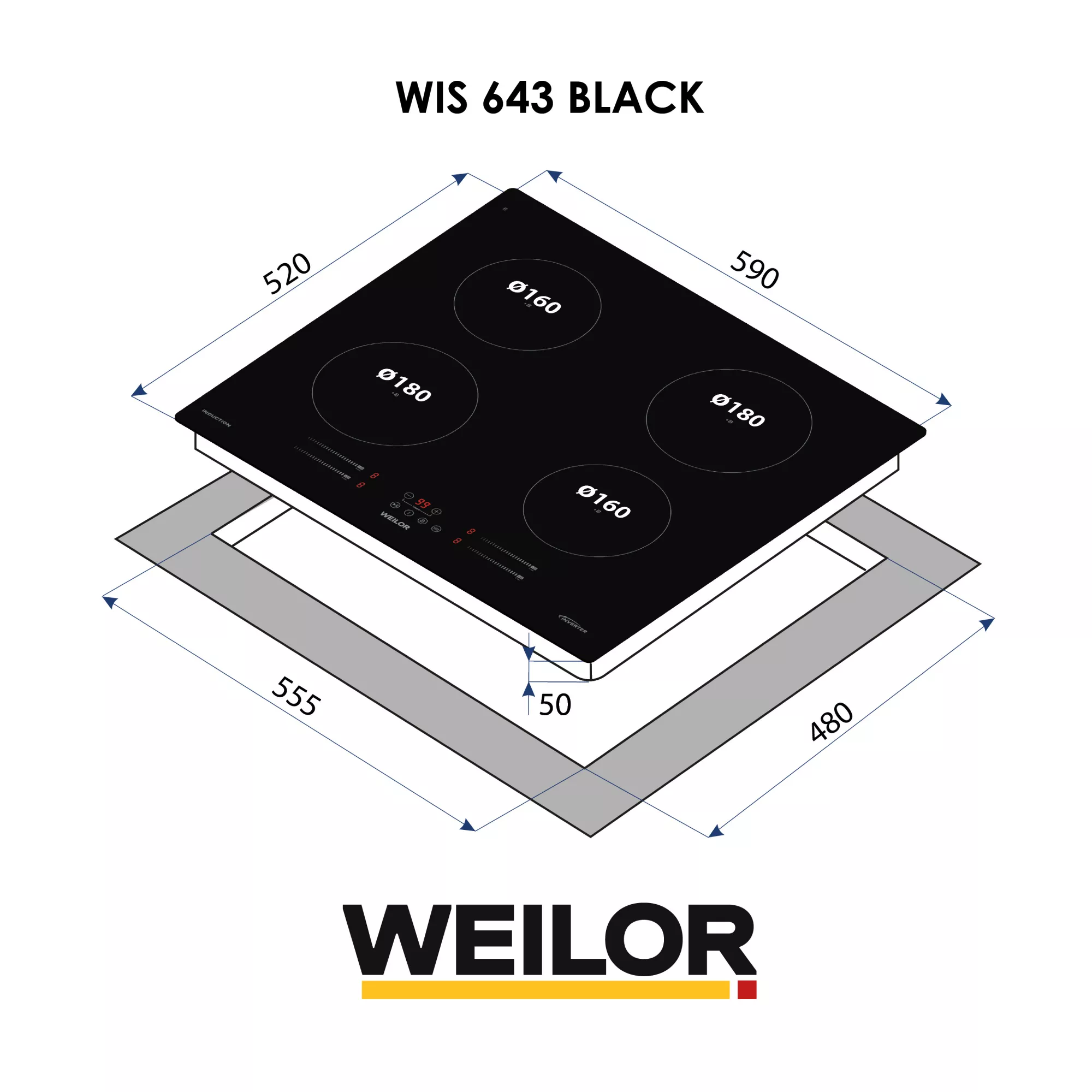 Поверхня індукційна WEILOR WIS 643 BLACK - фото 2