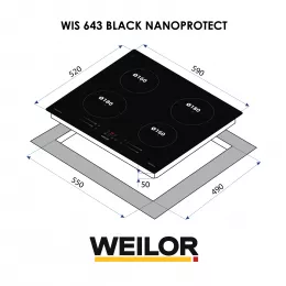 Поверхня індукційна WEILOR WIS 643 BLACK NanoProtec
