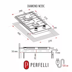 Варильна поверхня на металі PERFELLI DIAMOND M39C NERO