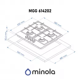 Газова поверхня на склі MINOLA MGG 614202 WH